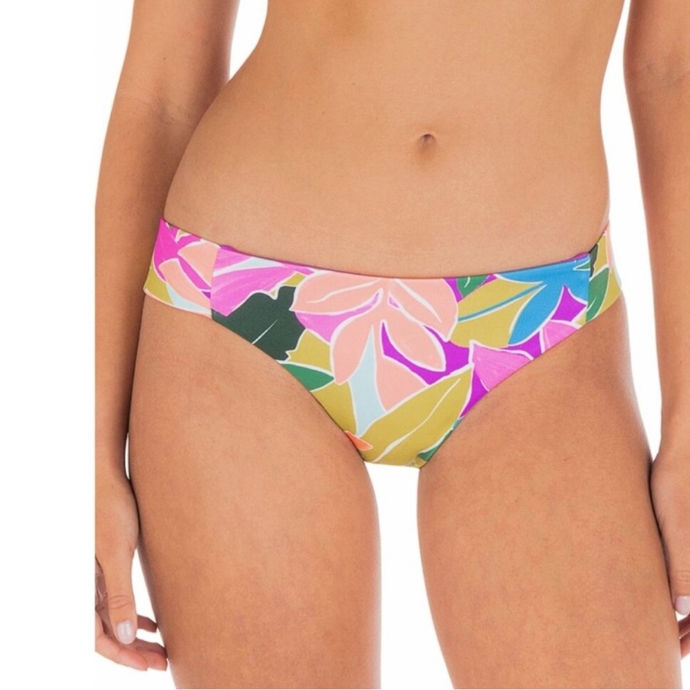 Hurley Juniors' Max Isla Floral Prin Full-Coverage Side-Tab Bikini Bottoms Sz M